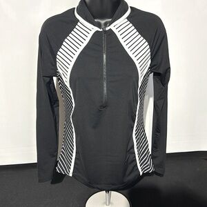 Athleta Women’s Size Small Yoga Jacket Black Nylon 1/2 Zip No Flaws RN 54023